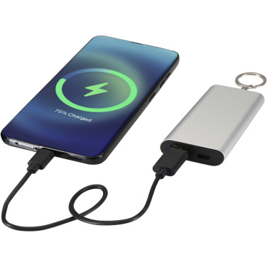 Logo trade promotional items picture of: Arcturus 2000 mAh recycled aluminium power bank with keychain