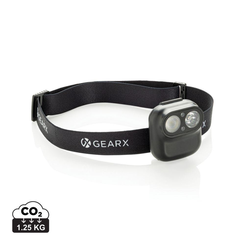 Logo trade promotional gifts image of: Gear X RCS rPlastic head torch with motion sensor