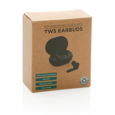 Logotrade firmakingituse foto: RCS standardsed taaskasutatud plastikust TWS kõrvaklapid