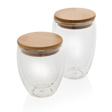 Logotrade firmakingitused pilt: Kaheseinaline boorsilikaatklaas bambusest kaanega 350ml 2tk komplekt