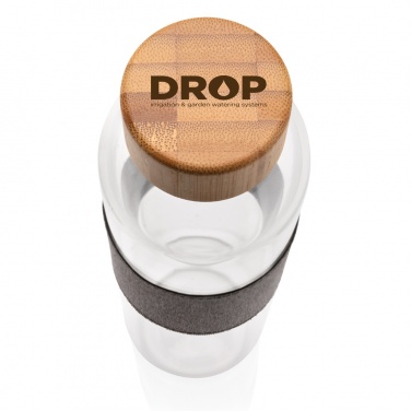 Logo trade firmakingituse pilt: Impact borosilikaatklaasist pudel bambusest kaanega