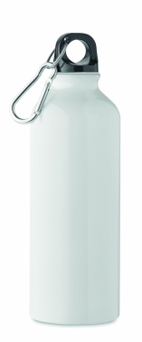 Logo trade reklaamtoote pilt: Taaskasutatud alumiiniumist valmistatud ühekordse seinaga joogipudel 500 ml karabiiniga