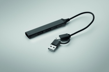 Logo trade reklaamtoote pilt: USB 4 pordiga jaotur 19 cm