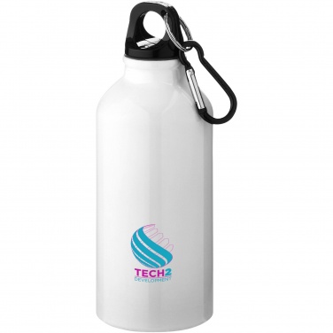 Logo trade liikelahja mainoslahja tuotekuva: Oregon 400 ml:n RCS-sertifioitu kierrätetty alumiininen vesipullo karabiinikoukulla