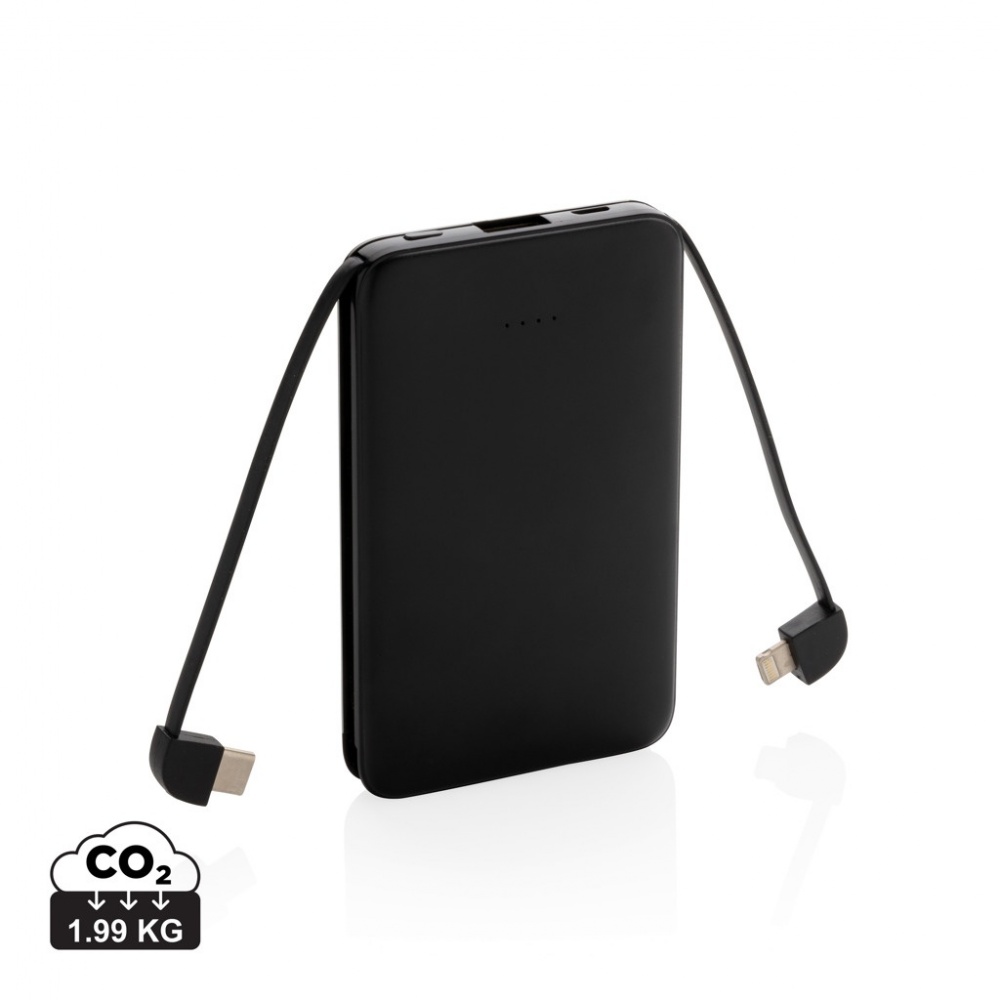 Logotrade mainoslahjat kuva: Pieni 5 000 mAh:n johdollinen varavirtalähde