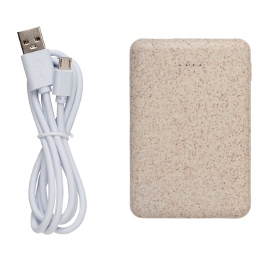 Logotrade mainoslahjat kuva: Taskuvaravirtalähde 5 000 mAh vehnän oljista