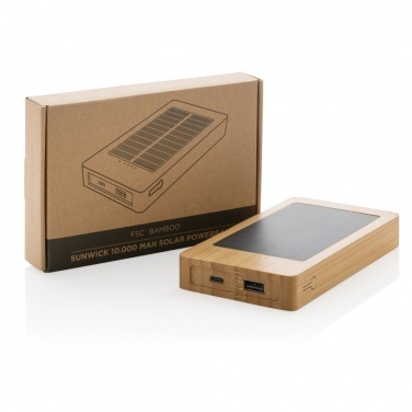 Logotrade mainoslahja ja liikelahja kuva: Sunwick 10.000 mAh bambuinen aurinkovoimapankki