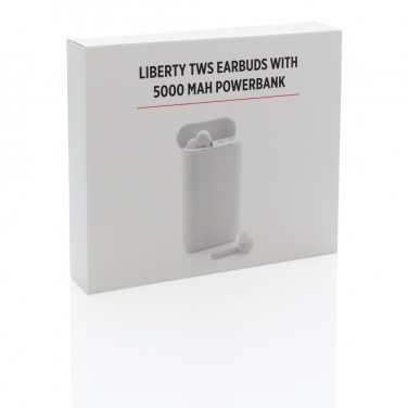 Logotrade mainoslahja tuotekuva: Liberty TWS nappikuulokkeet 5.000 mAh varavirtalähteellä