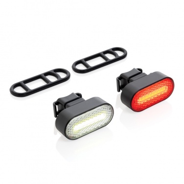 Logo trade mainoslahja kuva: Lumino RCS kierrätysmuovinen USB-ladattava pyörävalosarja