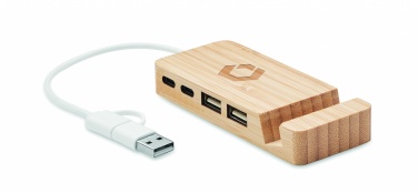 Logo trade liikelahjat tuotekuva: 4 portin USB-keskitin bambua