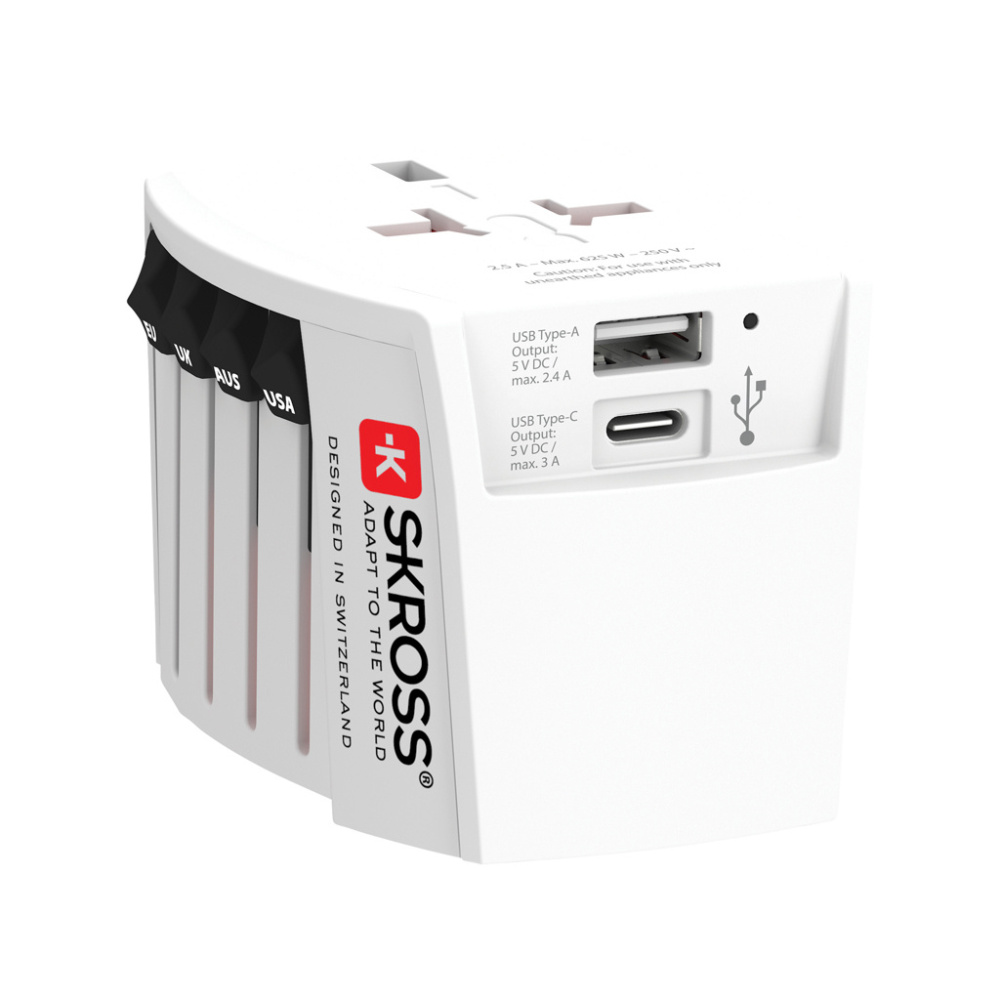 Logotrade mainoslahjat kuva: SKROSS World Travel MUV 2-napainen USB A ja C adapteri