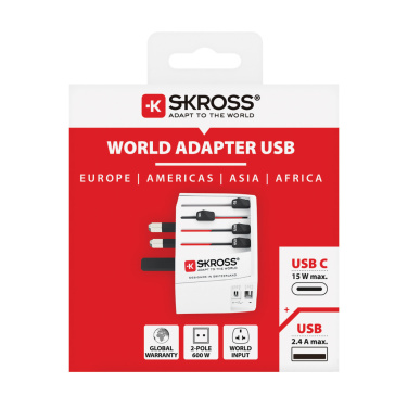 Logotrade liikelahjat kuva: SKROSS World Travel MUV 2-napainen USB A ja C adapteri