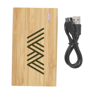 Logo trade liikelahja kuva: Bamboo 4000 Powerbank ulkoinen laturi