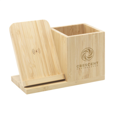 Logo trade liikelahja mainoslahja tuotekuva: Bamboo Boss 15W laturi/kynäpidike