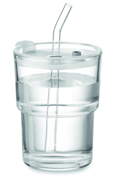 Logotrade mainoslahjat kuva: Lasipullo pillillä 400ml
