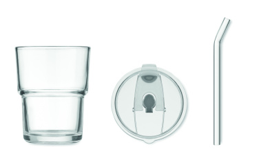 Logo trade mainostuotet tuotekuva: Lasipullo pillillä 400ml