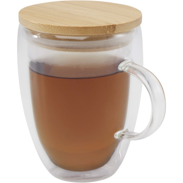 Logotrade mainostuote tuotekuva: Leona 350 ml:n lasikuppi bambukannella