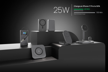 Logotrade mainoslahja ja liikelahja kuva: Quantum ultra-nopea 10 000 mAh magneettinen 25 W powerbank.