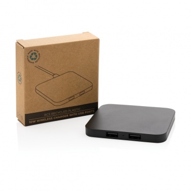 Logotrade verslo dovanos nuotrauka: RCS perdirbto plastiko 10 W belaidis įkroviklis su USB prievadais