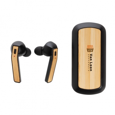 Logotrade reklaminės dovanos nuotrauka: Bamboo Free Flow TWS ausinių dėklas