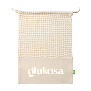 Logotrade verslo dovanos nuotrauka: Natura Organic GOTS tinklinis krepšys (120 g/m²) vaisių maišelis