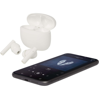 Logotrade verslo dovanos nuotrauka: „Alterf“ perdirbto plastiko „True Wireless Bluetooth®“ ausinės su silikoniniais ausų antgaliais