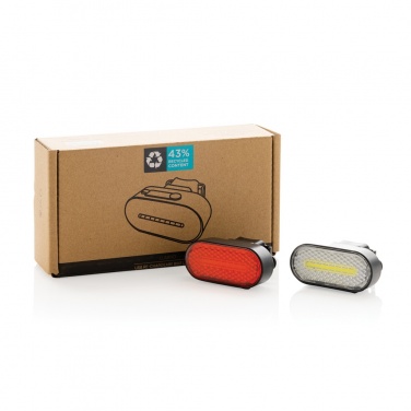 Logotrade logo dāvanas foto: Lumino RCS otrreizēji pārstrādāta plastmasas USB atkārtoti uzlādējams velosipēda lukturu komplekts