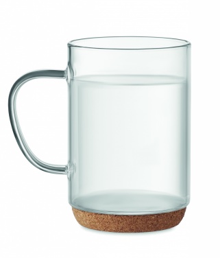 Logotrade ziemassvētku dāvanas foto: Stikla krūze 400ml ar korķa pamatni