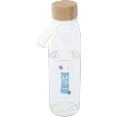 Logotrade biznesa dāvanas foto: Porto 500 ml stikla ūdens pudele ar silikona rokturi un bambusa vāku 