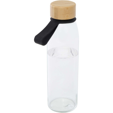 Logotrade logo dāvanas foto: Porto 500 ml stikla ūdens pudele ar silikona rokturi un bambusa vāku 