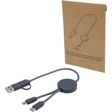 Logotrade dāvanas foto: Citala 5-in-1 pārstrādāta plastmasas 30 cm datu sinhronizācija un 27W ātrās uzlādes kabelis