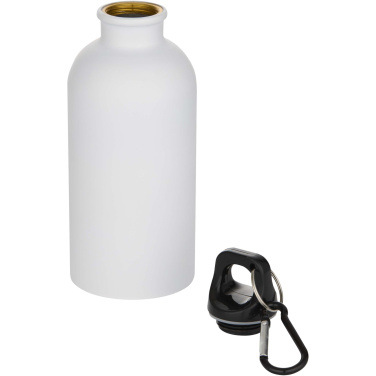 Logotrade Ideja dāvanas foto: Oregon 400 ml matēta RCS pārstrādāta viensienas nerūsējošā tērauda ūdens pudele ar karabīni