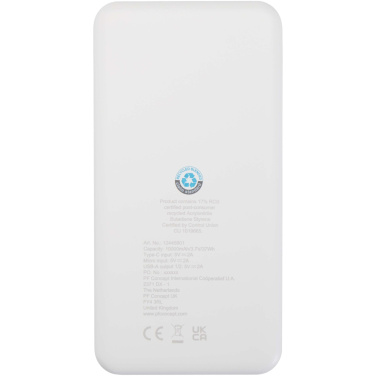 Logotrade Ideja dāvanas foto: Intan 10.000 mAh 10W pārstrādājamas plastmasas pārnēsājamais akumulators