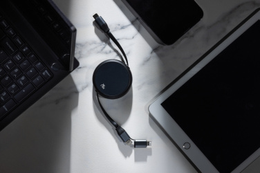 Logotrade biznesa dāvanas foto: Terra RCS pārstrādāta alumīnija ievelkams 240 W 2-in-1 kabelis