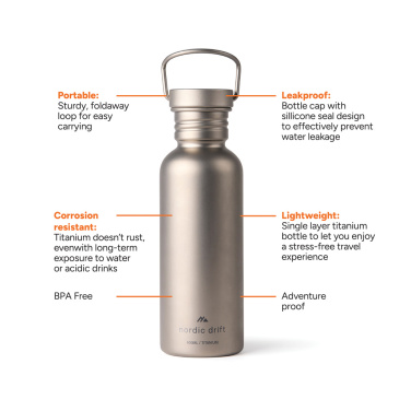 Logotrade Ideja dāvanas foto: Nordic Drift Trail īpaši vieglā titāna ūdens pudele 600 ml