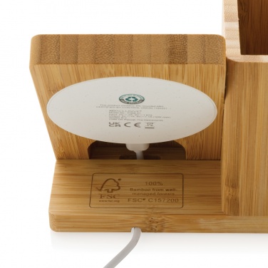 Логотрейд pекламные продукты картинка: Беспроводное зарядное устройство Calgary Bamboo 10 Вт