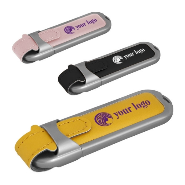 Логотрейд pекламные продукты картинка: Кожаная USB-флешка