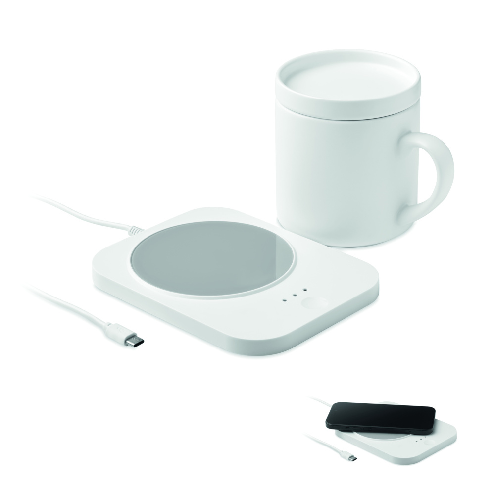 Лого трейд pекламные подарки фото: Wireless charger mug warmer set