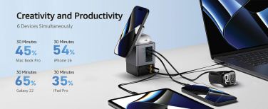 Лого трейд pекламные cувениры фото: Зарядное устройство Urban Vitamin Sacramento 105 Вт GAN + втягивающиеся кабели