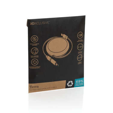 Логотрейд pекламные продукты картинка: Втягивающийся кабель Terra RCS 2-в-1 из переработанного алюминия мощностью 240 Вт