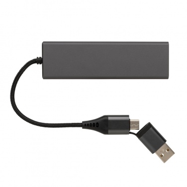 Logotrade presentreklam bild: Terra hub med 3 USB portar i RCS återvunnen aluminium