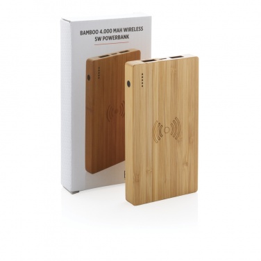 Logotrade presentreklam bild: Bambu 4.000 mAh trådlös 5W powerbank