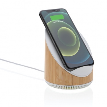 Logotrade reklamprodukter bild: Ovate bambu 5W högtalare med 15W trådlös laddning