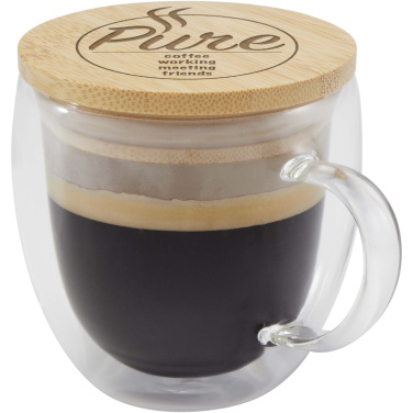 Logotrade profilprodukter bild: Lenora 250 ml glasmugg med bambulock