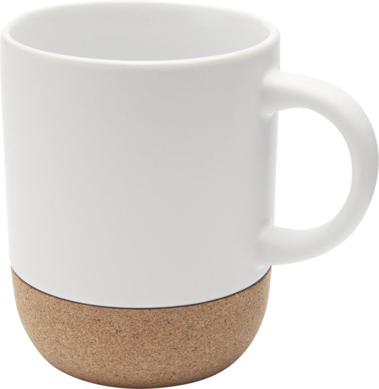 Logotrade reklamprodukter bild: Billie 300 ml sublimeringsmugg av keramik med korkdetaljer