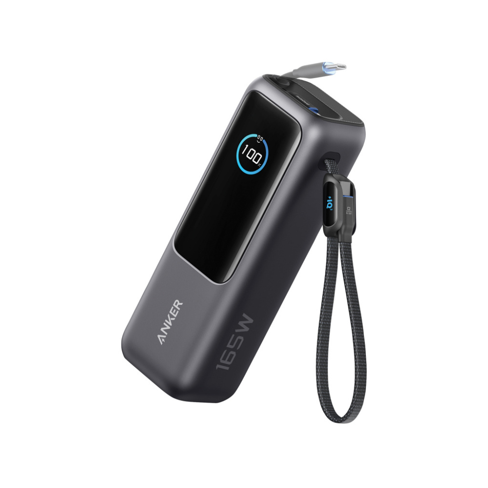 Logotrade reklamprodukter bild: Anker Powerbank 25.000 mAh 165W med inbyggd utdragbar kabel